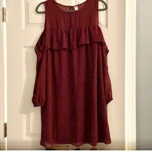 Old Navy Cold Shoulder Swiss Dot Dress Size L